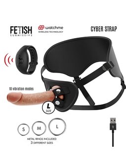 Fetish Submissive Cyber Strap - Harness with Remote Control Dildo Watchme L Technology