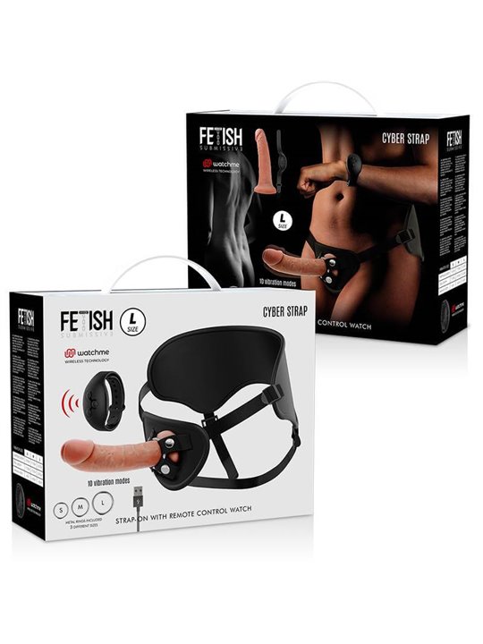 Fetish Submissive Cyber Strap - Harness with Remote Control Dildo Watchme L Technology