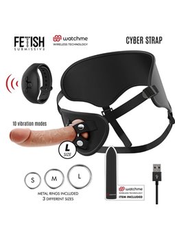 Fetish Submissive Cyber Strap - Harness With Dildo And Bullet Remote Control Watchme L Technology