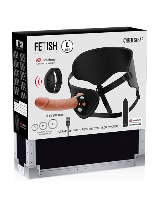 Fetish Submissive Cyber Strap - Harness With Dildo And Bullet Remote Control Watchme L Technology