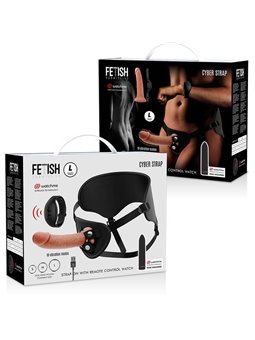 Fetish Submissive Cyber Strap - Harness With Dildo And Bullet Remote Control Watchme L Technology