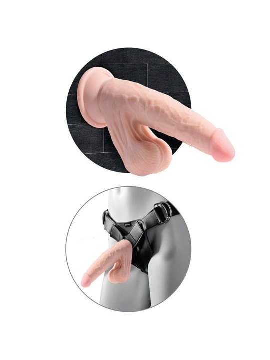 King Cock - Plus 3D Dildo Swinging Balls 15.2 CM Light Skin
