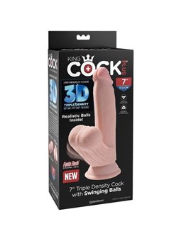 King Cock - Plus 3D Dildo Swinging Balls 15.2 CM Light Skin