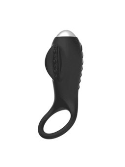 Brilly Glam Alan - Anello Fallico in Silicone con Stimolatore Clitorideo - Nero