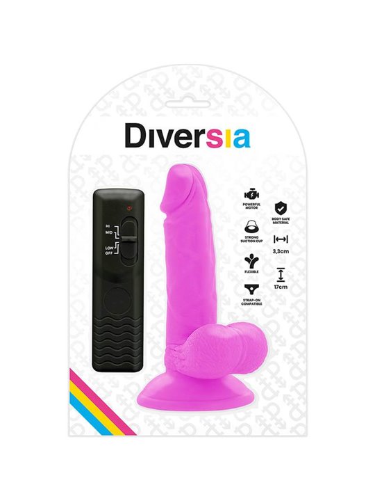 Diversia - Flexible Vibrating Dildo 17 CM - Purple