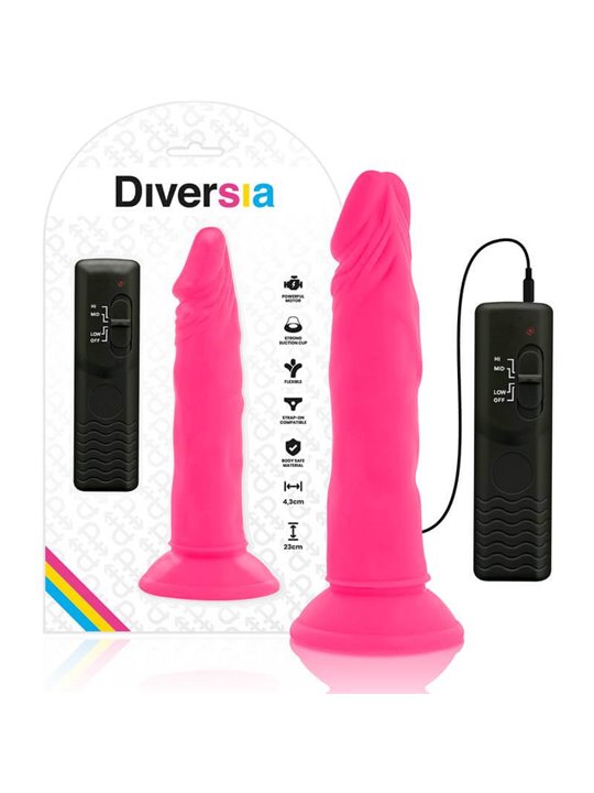 Diversia - Flexible Dildo with Vibration 23 CM - Pink