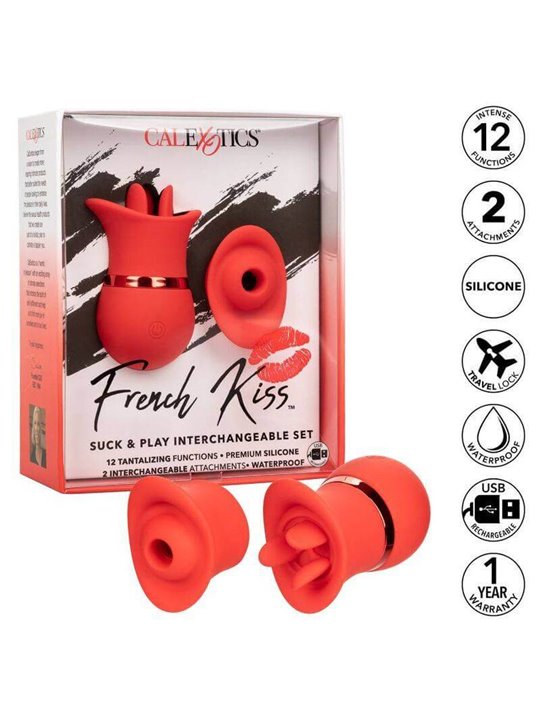 CalExotics French Kiss Suck & Play - Set Massaggiatore con Lingua Vibrante