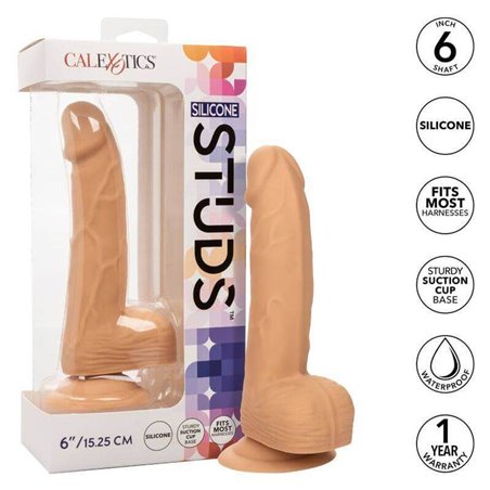 CalExotics Silicone Studs - Pene Realistico con Testicoli 15,25 CM - Beige
