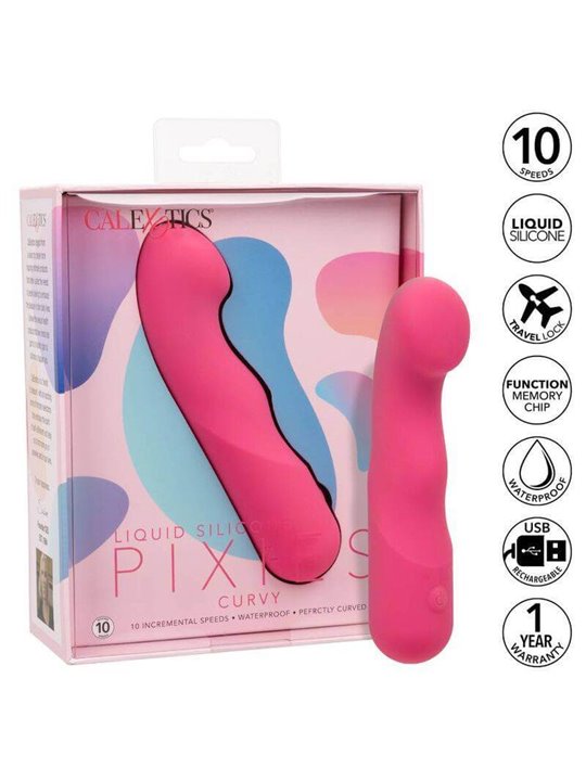 CalExotics Pixies Curvy - Vibratore in Silicone Liquido 10 Velocità