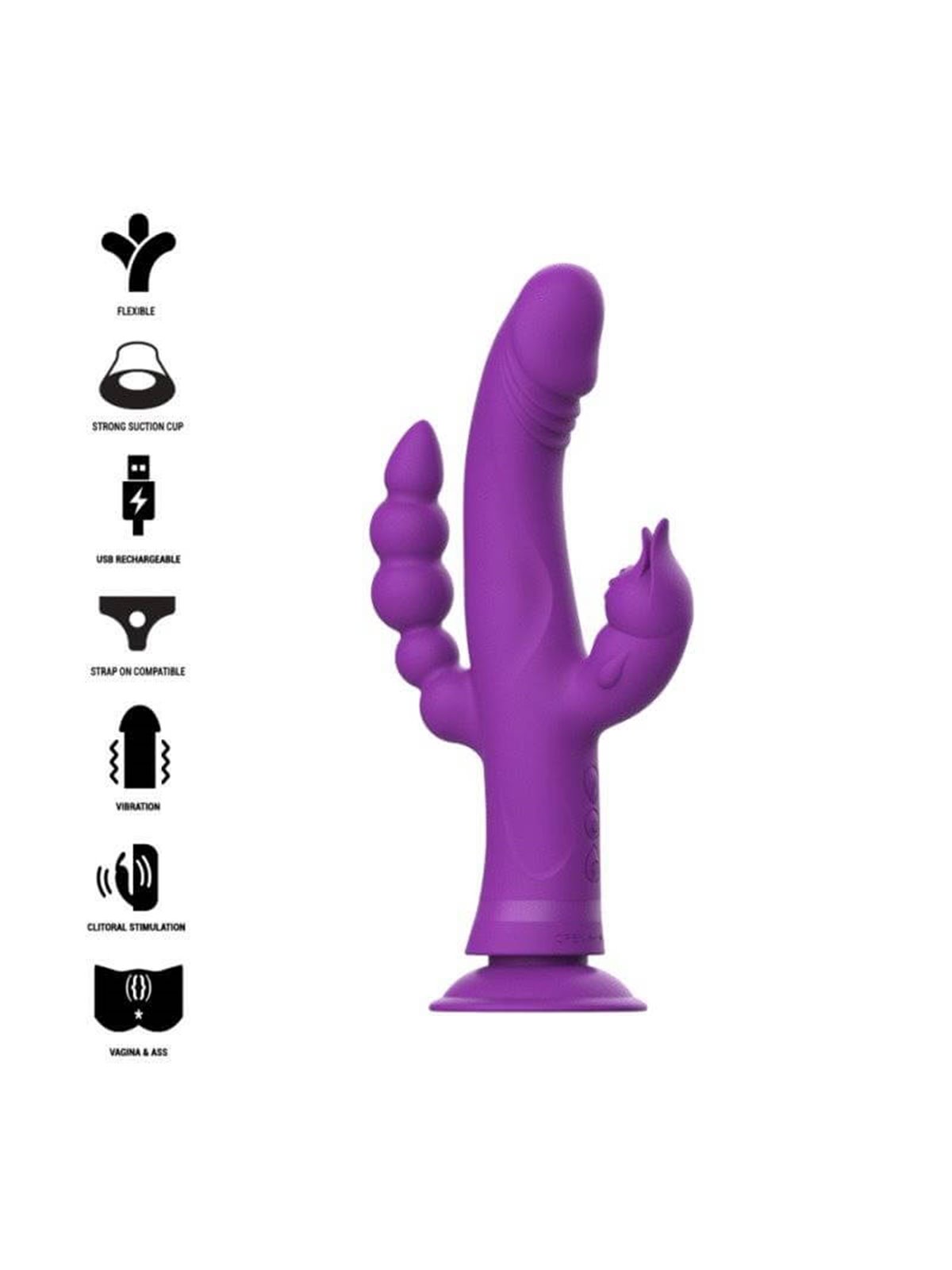 Intense™ - Casanova Vibrator Rabbit Silicone Triple Engine Purple