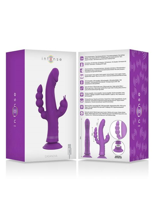 Intense™ - Casanova Vibrator Rabbit Silicone Triple Engine Purple