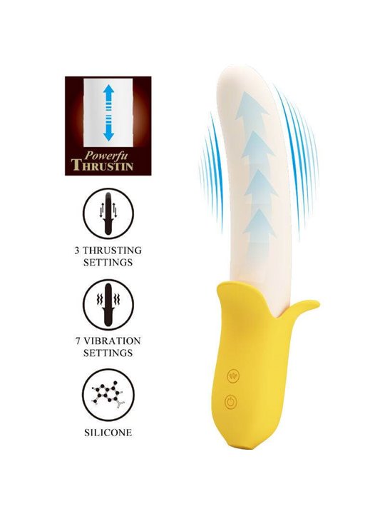 Pretty Love - Banana Geek Super Power 7 Vibrations Up&Down Silicone Black