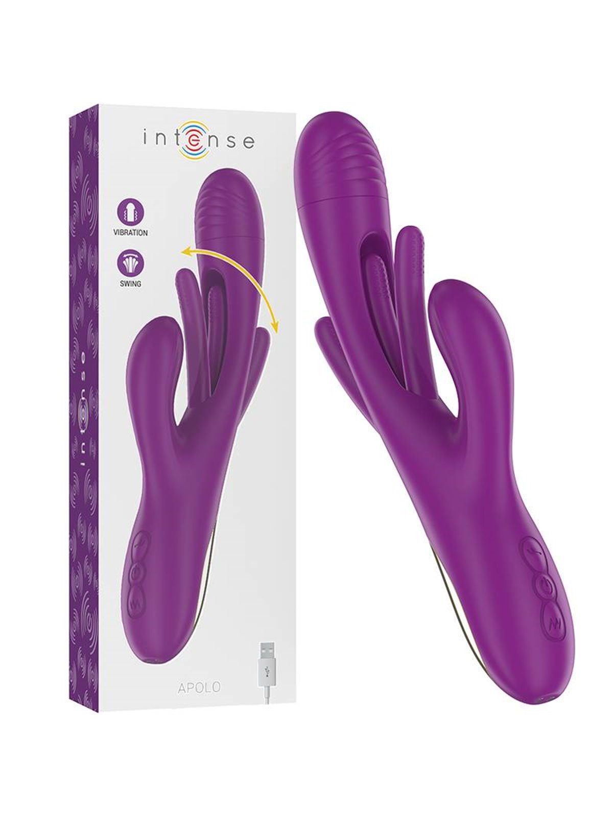 Intense - Apolo Rechargeable Multifunction Vibrator 7 Vibrations With Swinging Motion Purple