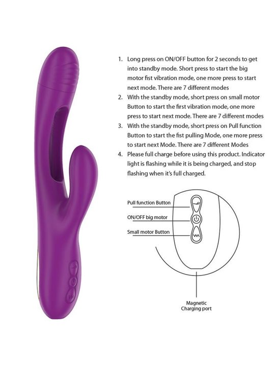 Intense - Apolo Rechargeable Multifunction Vibrator 7 Vibrations With Swinging Motion Purple
