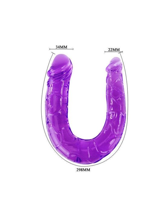 Baile Jelly - Doppio Dildo in Silicone Viola Flessibile - 29 CM