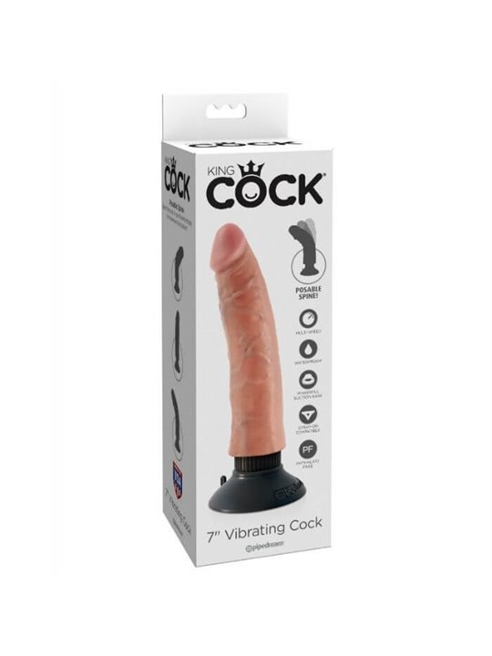 King Cock - Vibratore Realistico Vaginale con Ventosa Fallo Vibrante Dildo Impermeabile Flesh 7