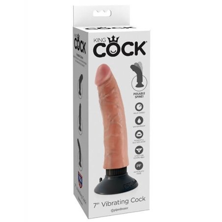 King Cock - Vibratore Realistico Vaginale con Ventosa Fallo Vibrante Dildo Impermeabile Flesh 7