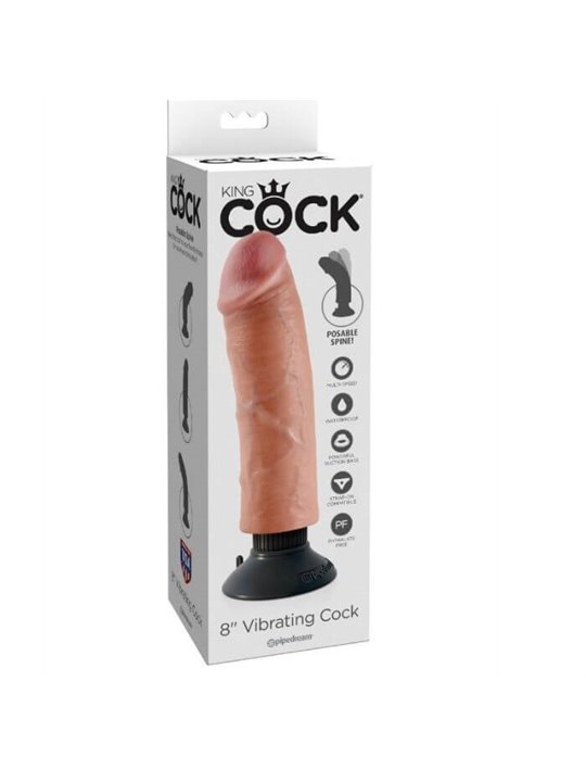 King Cock - Vibratore Realistico 8 Vibrating con Ventosa Clear