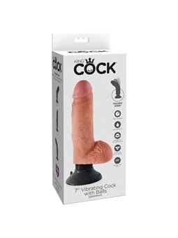 King Cock 17.78 CM Vibrating Cock with Balls Flesh