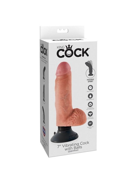 King Cock 17.78 CM Vibrating Cock with Balls Flesh