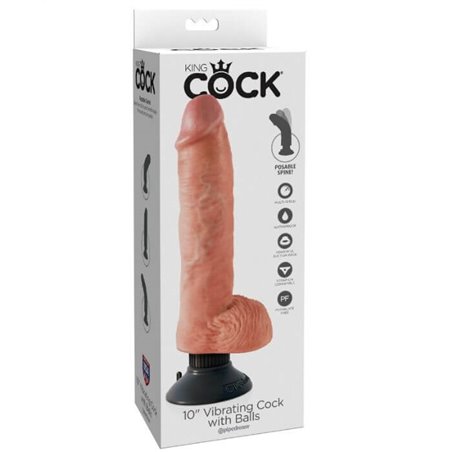 King Cock 25.5 CM Vibrating Cock with Balls Black