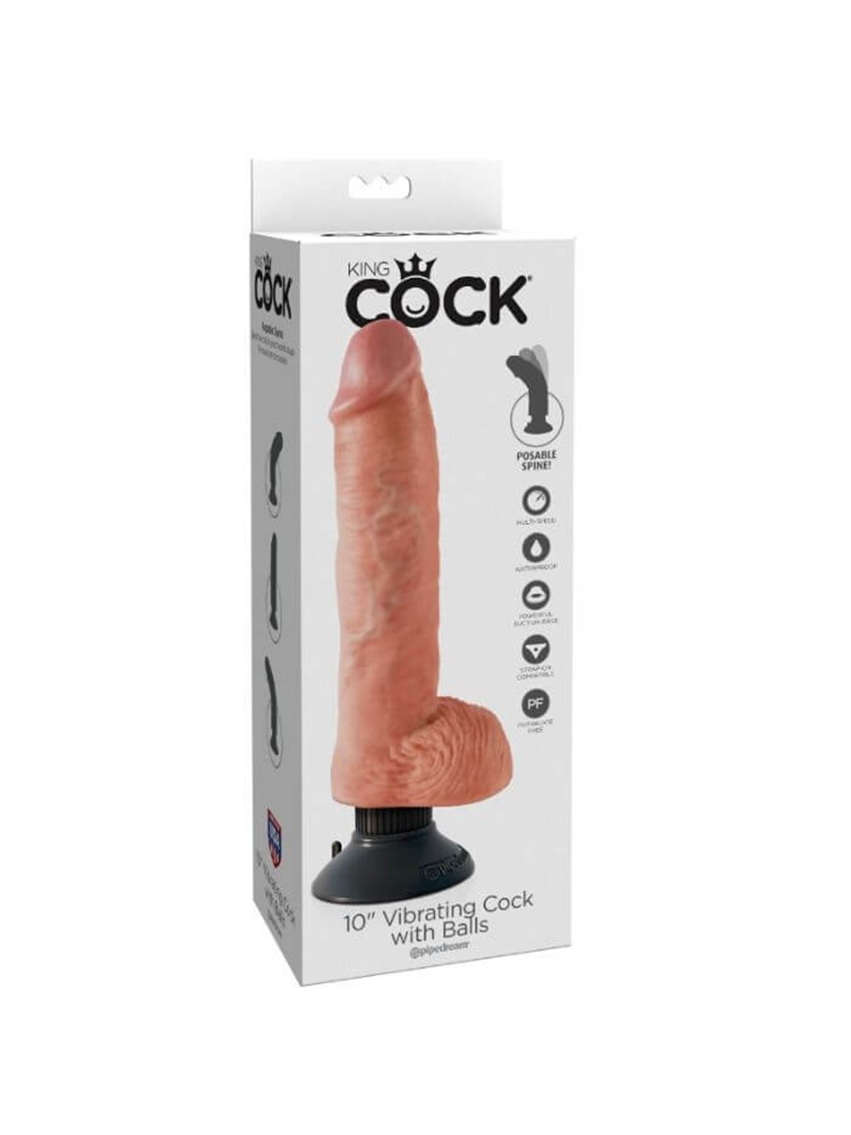 King Cock 25.5 CM Vibrating Cock with Balls Black