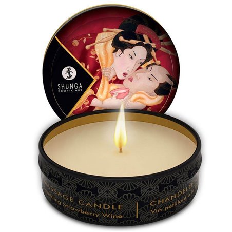 Shunga - Mini Caress By Candelight Candela Da Massaggio Fragola e Champagne 30 ML