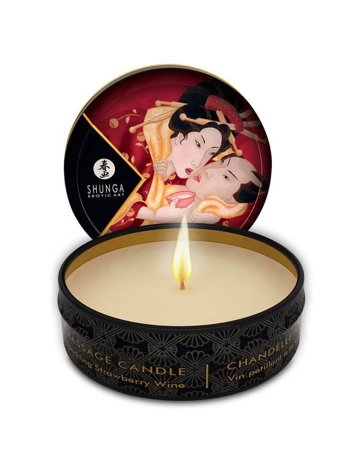 Shunga - Mini Caress By Candelight Candela Da Massaggio Fragola e Champagne 30 ML