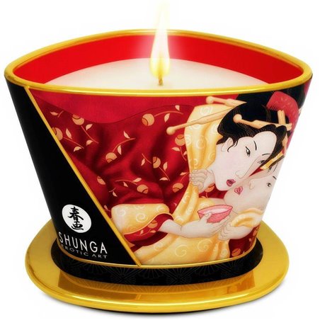 Shunga - Mini Caress By Candelight Candela Da Massaggio Fragola e Champagne 170 ML