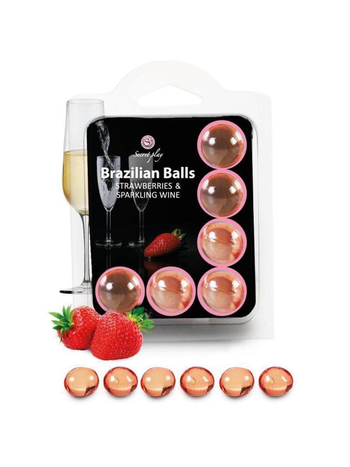 Secretplay - Set 6 Brazilians Balls Strawberries With Cava