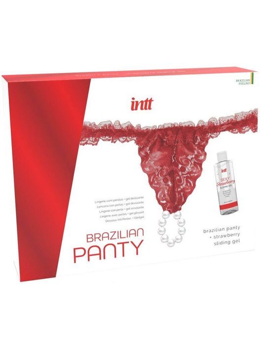 Intt Releases - Brazilian Red Panty With Pearls And Lubricating Gel 50 ML