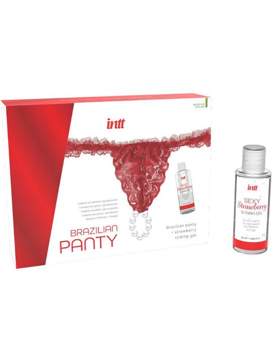Intt Releases - Brazilian Red Panty With Pearls And Lubricating Gel 50 ML