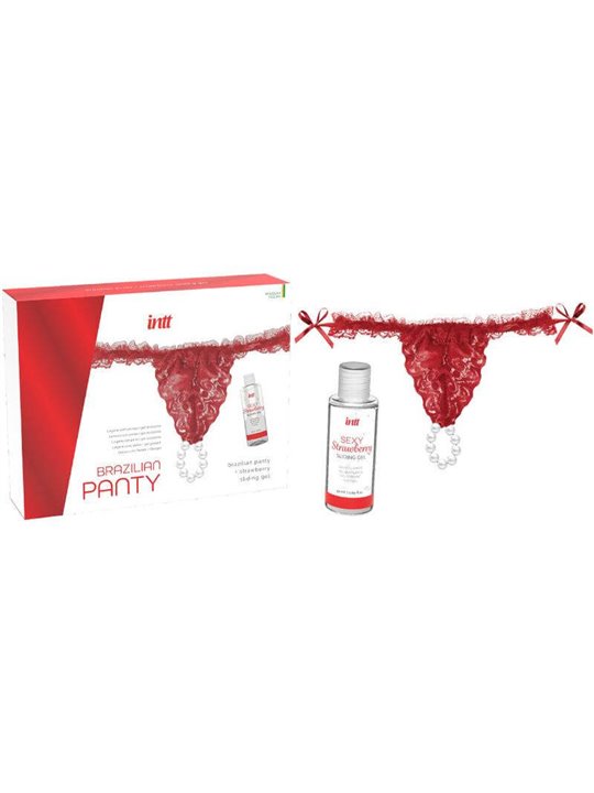 Intt Releases - Brazilian Red Panty With Pearls And Lubricating Gel 50 ML