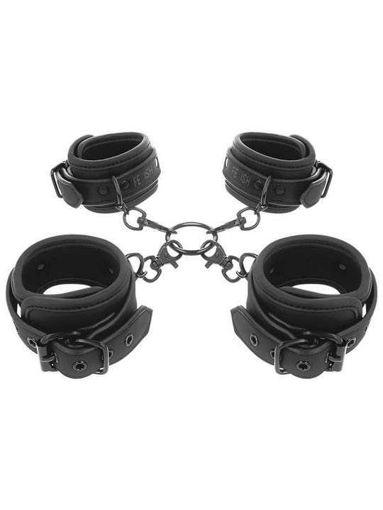 Fetish Submissive - Set Of Hand and Ankle Handcuffs with Noprene Lining