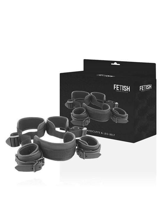 Fetish Submissive - Open Legs Position with Noprene Lining Handcuffs