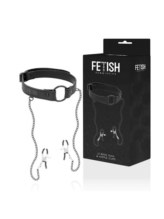 Fetish Submissive - Gag Ring with Nipple Clamps