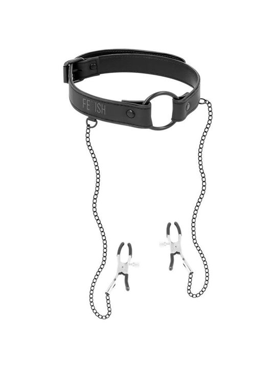 Fetish Submissive - Gag Ring with Nipple Clamps