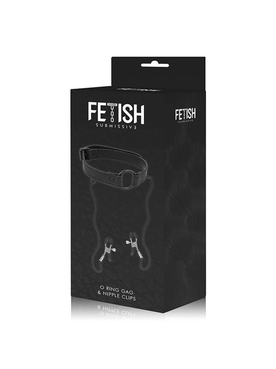 Fetish Submissive - Gag Ring with Nipple Clamps