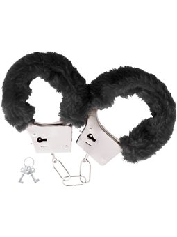 Darkness Black Furry Handcuffs - Manette in Metallo Foderate con Peluche Nero
