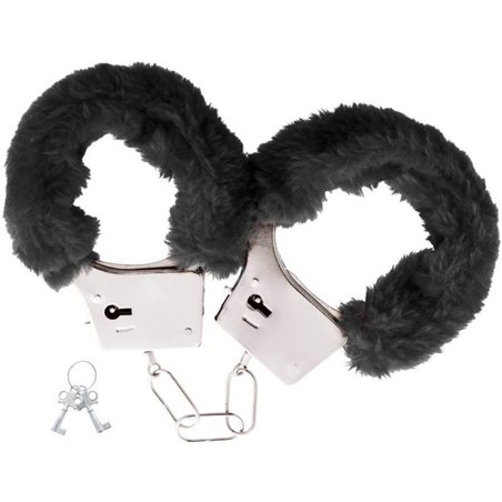 Darkness Black Furry Handcuffs - Manette in Metallo Foderate con Peluche Nero