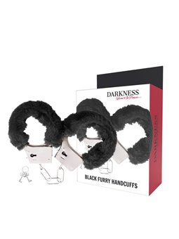 Darkness Black Furry Handcuffs - Manette in Metallo Foderate con Peluche Nero