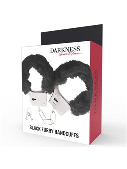 Darkness Black Furry Handcuffs - Manette in Metallo Foderate con Peluche Nero