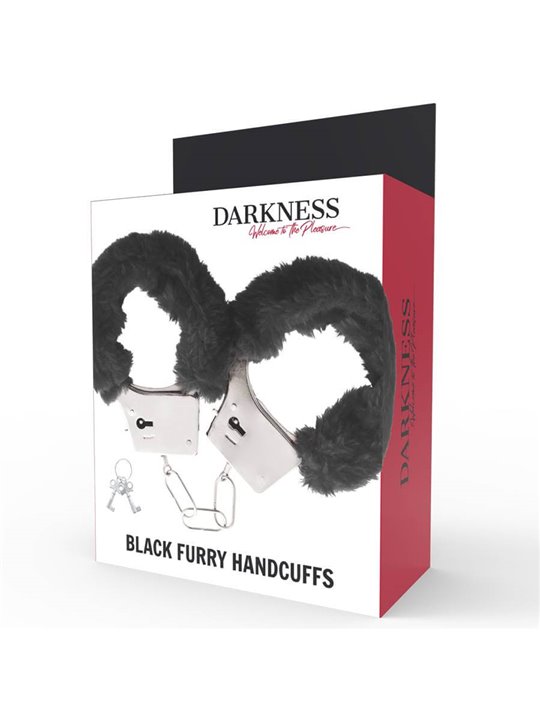 Darkness Black Furry Handcuffs - Manette in Metallo Foderate con Peluche Nero