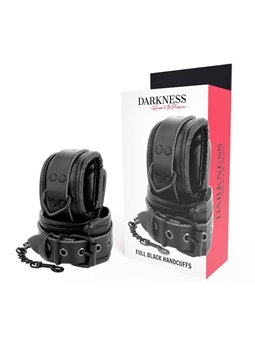 Darkness Full Black Handcuffs - Polsiere Regolabili in Pelle Vegana Nera
