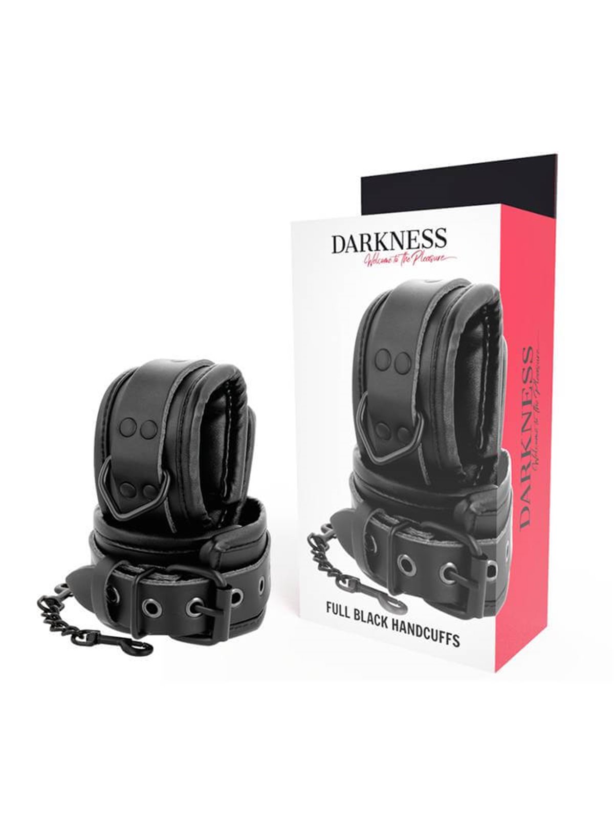 Darkness Full Black Handcuffs - Polsiere Regolabili in Pelle Vegana Nera