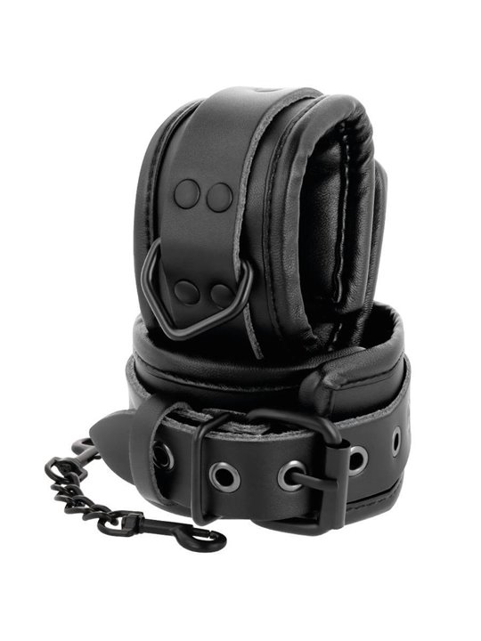 Darkness Full Black Handcuffs - Polsiere Regolabili in Pelle Vegana Nera