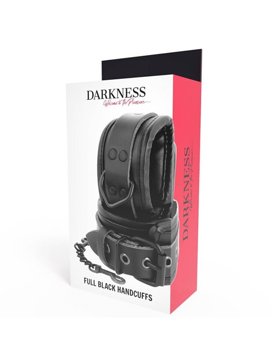 Darkness Full Black Handcuffs - Polsiere Regolabili in Pelle Vegana Nera
