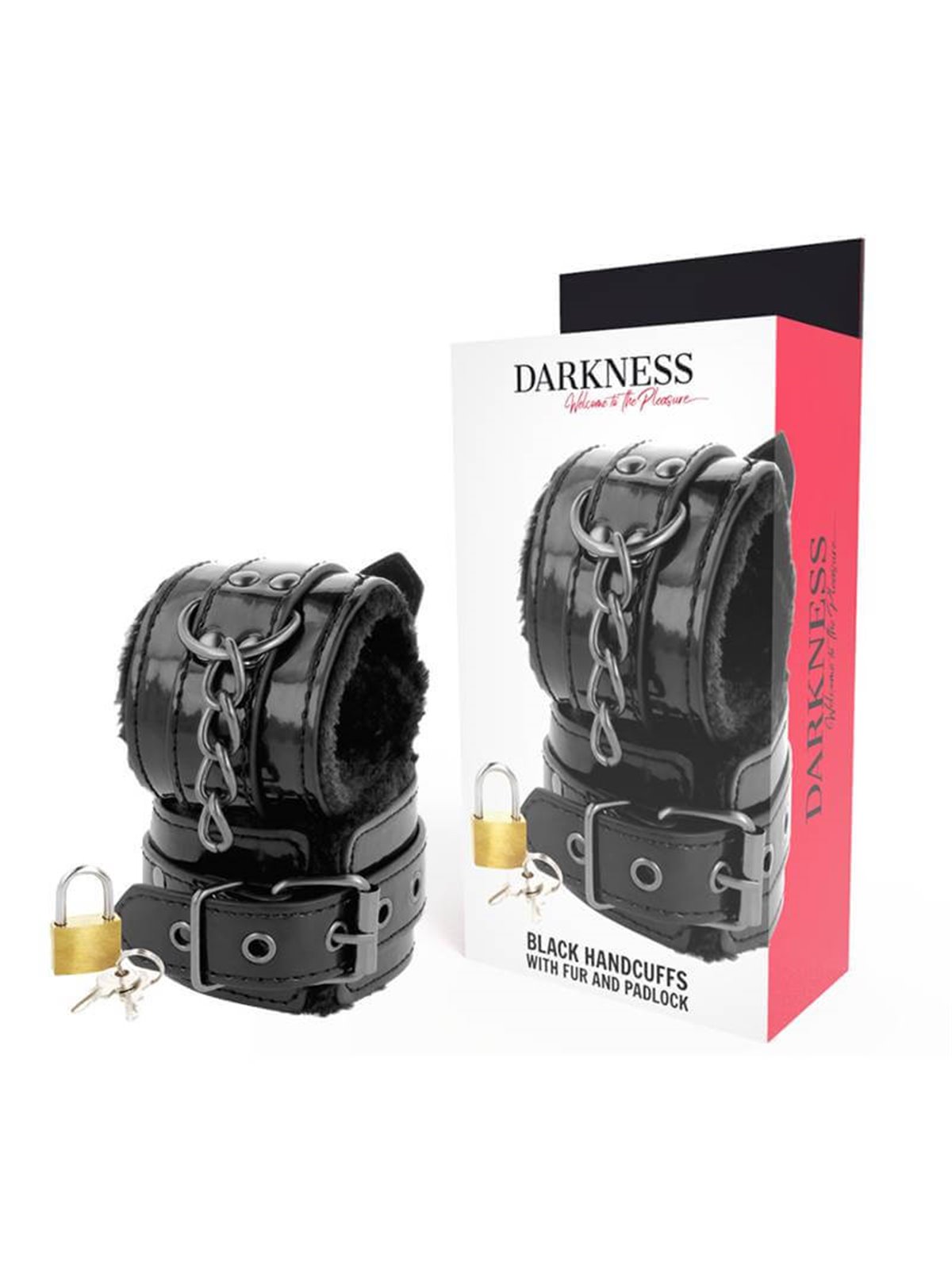 Darkness - Black Adjustable Leather Handcuffs with Padlock