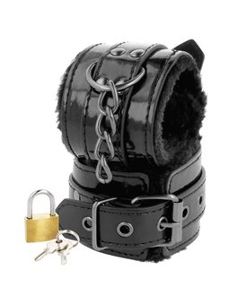 Darkness - Black Adjustable Leather Handcuffs with Padlock