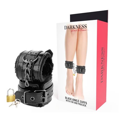 Darkness Black Ankle Cuffs - Cavigliere in Pelle Vegana Nera con Lucchetto